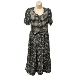 Vintage 90’s Women 9/10‎ All That Jazz Floral Plaid Vest Midi Dress Made Mexico